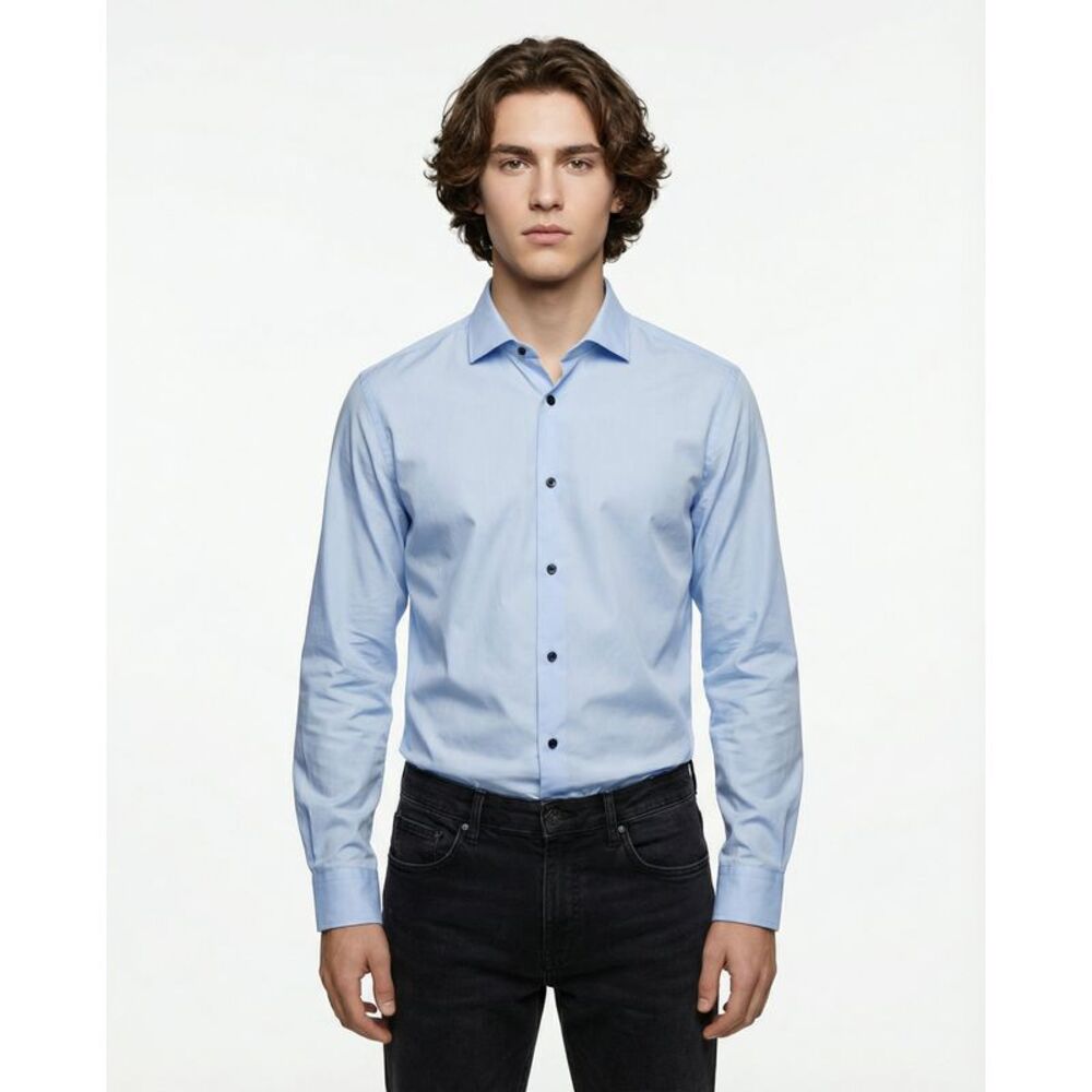 Peserico Blue Cotton Dress Men's Shirt